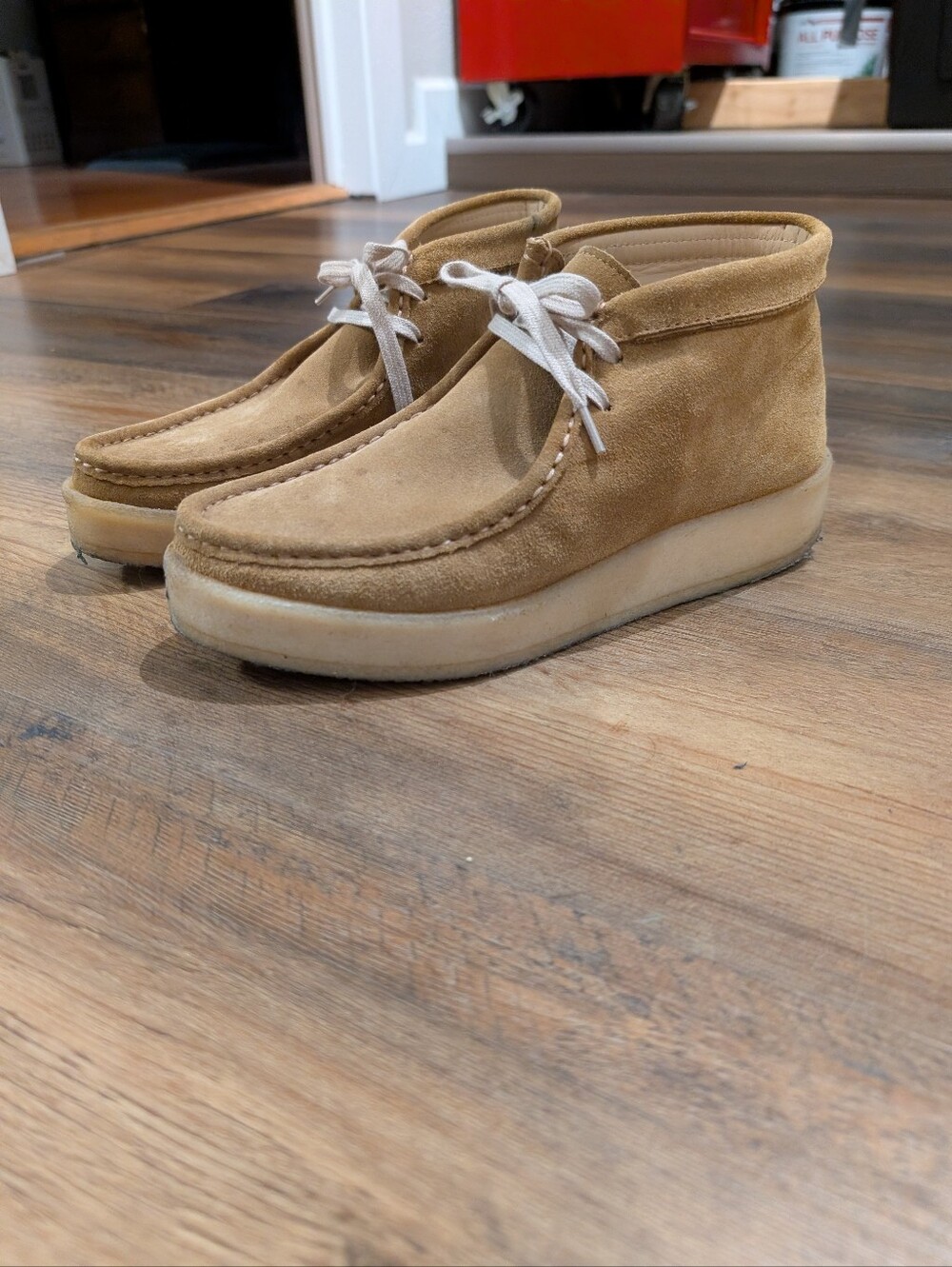 Clarks Tan Chukka Wallabee Shoes, Women's